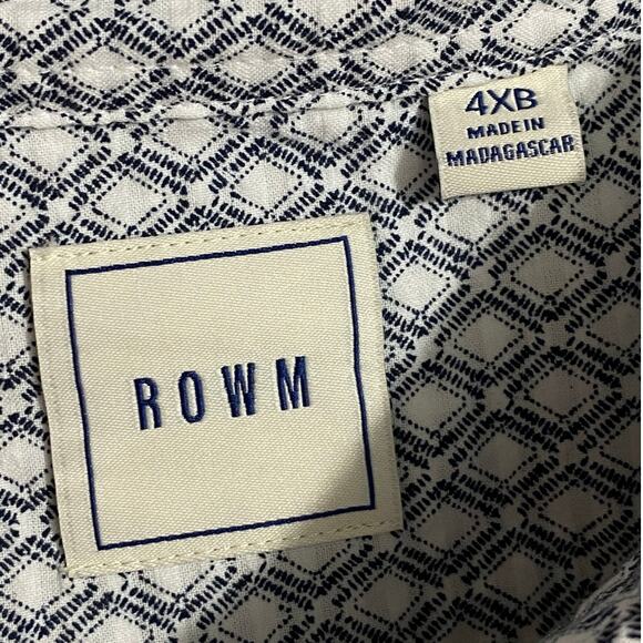 ROWM Men’s Button-Up Shirt Size 4XB, Black & White Diamond Pattern Short Sleeve - Picture 7 of 9